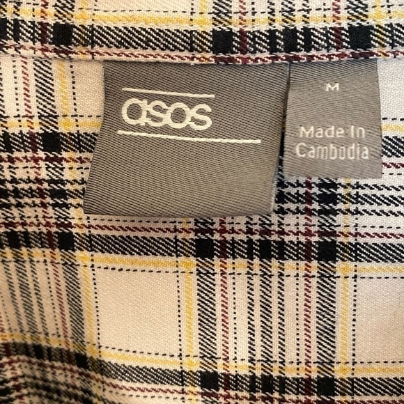 ASOS PLAID FLANNEL BUTTON DOWN LONG SLEEVE SHIRT SIZE MEDIUM - Picture 3 of 7